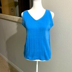 Jenny: Women Excellent Condition Sleeveless Blue Stretch Cotton Top, Size S